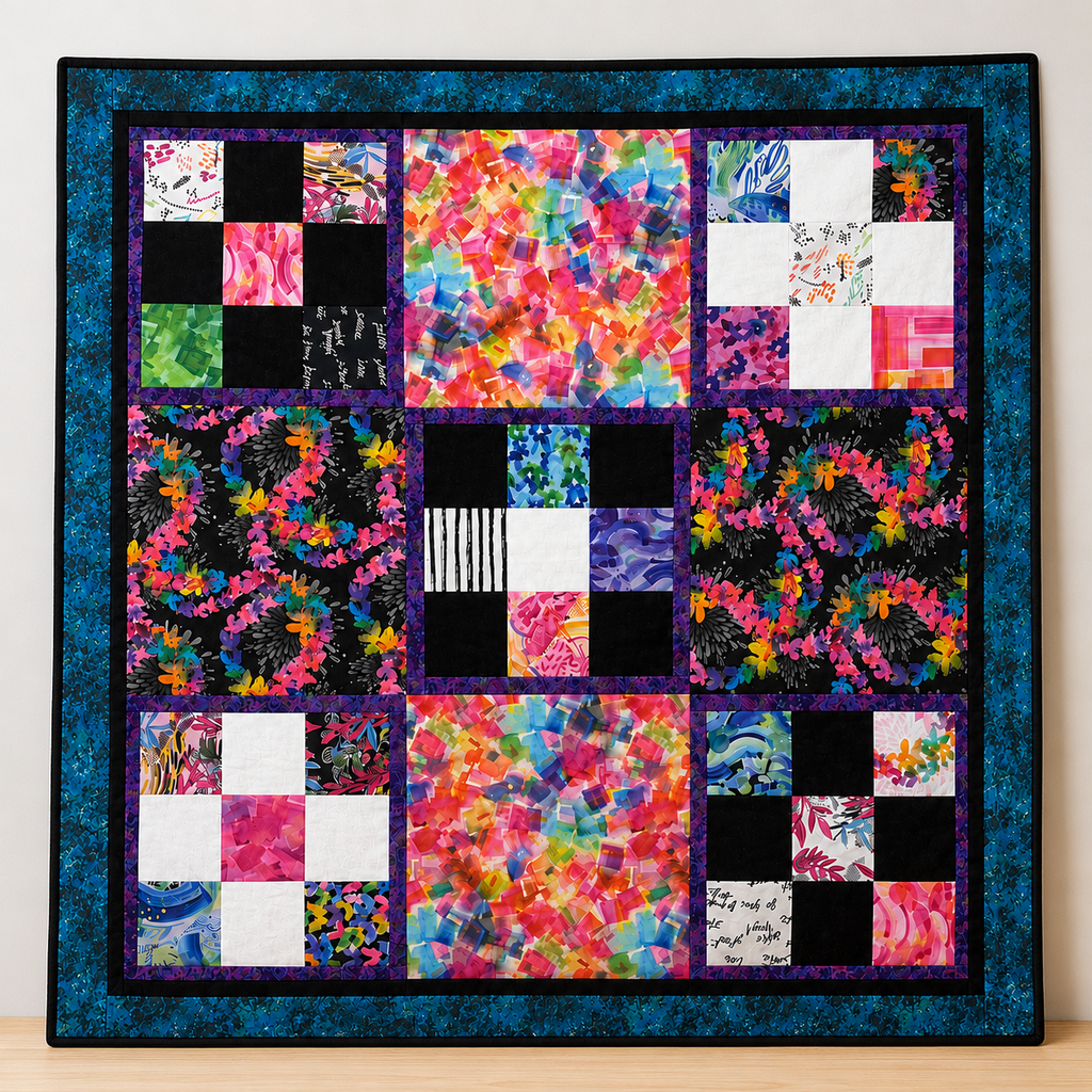 Joyful Journey Quilt Kit | Country Life Pattern by Villa Rosa Designs | Finished Size 55" x 55"