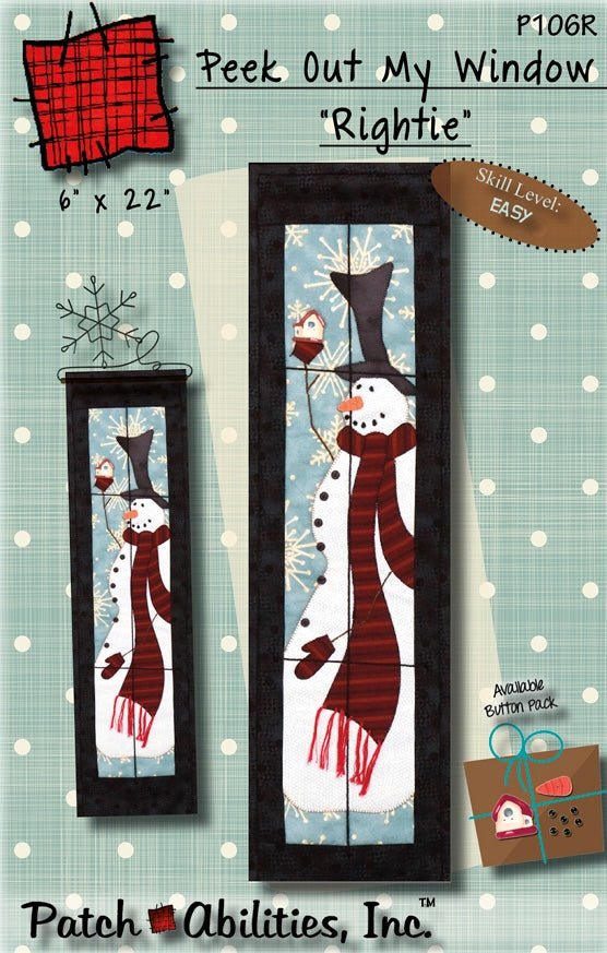 Peek Out My Window “Rightie” by Julie Wurzer - Wall Hanging Pattern – 6"x22" for Patch Abilities