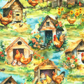 Country Fabric – Chicken Farmyard Print from Home to Roost From Robert Kaufman