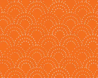 Ruby Star Society On Your Mark Stamped Clamshell Orange Fabric – Orange Geometric Print by Rashida Coleman-Hale