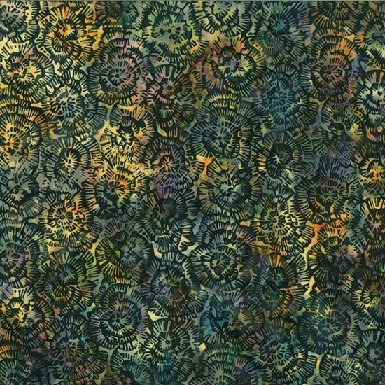 Hoffman Bali Batik R2247-634 Rose Global Spice Fabric – Green Floral Batik